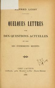Cover of Quelques lettres sur des questions actuelles by Alfred Firmin Loisy