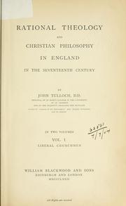 Cover of Rational theology and Christian philosophy in England in the seventeenth century by Tulloch, John