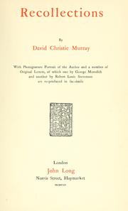 Cover of Recollections by David Christie Murray