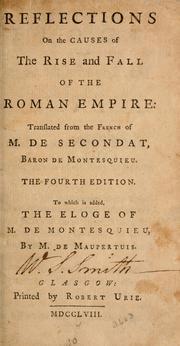 Cover of Reflections on the causes of the rise and fall of the Roman Empire by Charles-Louis de Secondat baron de La Brède et de Montesquieu