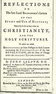 Front cover of Reflections on the late Lord Bolingbroke's Letters on the study and use of history by John Leland