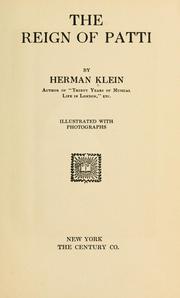 Front cover of The reign of Patti by Klein, Hermann