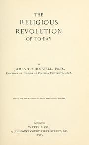 Front cover of The religious revolution of to-day by Shotwell, James Thomson