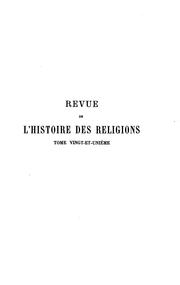 Cover of Revue de l'Histoire des Religions by Maurice Vernes