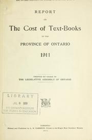 Front cover of Report on the cost of text-books in the Province of Ontario 1911 by Unknown