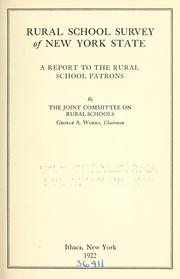 Front cover of Rural school survey of New York state by New York. (State). Rural school survey.