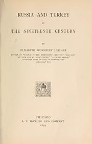 Cover of Russia and Turkey in the nineteenth century by Elizabeth Wormeley Latimer
