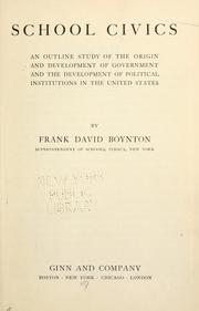 Cover of School civics by Frank David Boynton