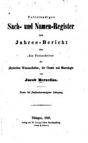 Cover of Vollständigen Sach- und Namen-register zum Jahres-bericht über die .. by Jöns Jacob Berzelius