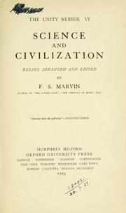 Front cover of Science and civilization by Marvin, Francis Sydney