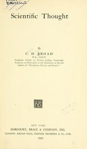 Front cover of Scientific thought by Charlie Dunbar Broad