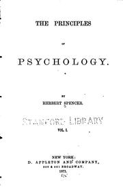 Front cover of The Principles of Psychology by Herbert Spencer