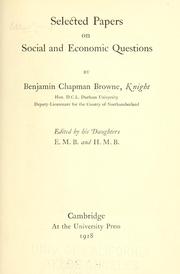 Front cover of Selected papers on social and economic questions by Browne, Benjamin Chapman Sir