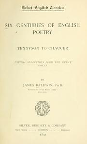 Front cover of Six centuries of English poetry by James Baldwin