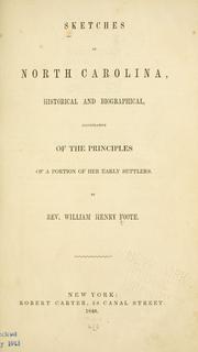 Cover of Sketches of North Carolina, historical and biographical by William Henry Foote