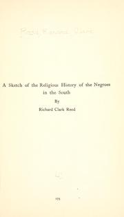 Front cover of A sketch of the religious history of the Negroes in the South by R. C. Reed