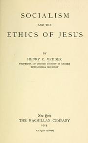 Cover of Socialism and the ethics of Jesus by Vedder, Henry C.