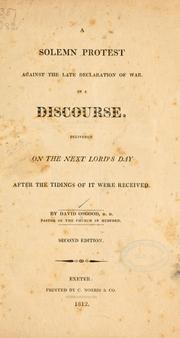 Front cover of A solemn protest against the late declaration of war by David Osgood