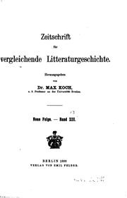 Cover of Zeitschrift Für Vergleichende Litteraturgeschichte .. by Philipp August Becker