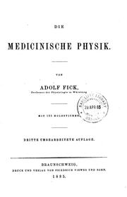Cover of Die medizinische Physik by Adolf Fick