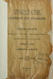 Front cover of Spinoza's Ethik gegenüber der Erfahrung by Joseph Kniat