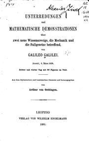 Front cover of Unterredungen und mathematische Demonstrationen über zwei neue Wissenszweige by Galileo Galilei