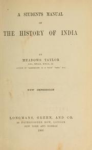 Front cover of A student's manual of the history of India by Meadows Taylor