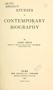 Front cover of Studies in contemporary biography by James Bryce