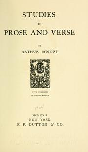 Front cover of Studies in prose and verse by Arthur Symons