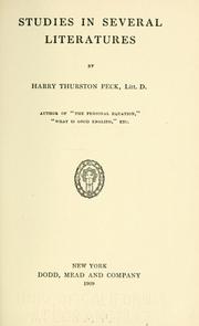Cover of Studies in several literatures by Peck, Harry Thurston