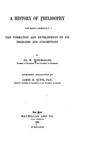 Front cover of A history of philosophy with especial reference to the formation and development of its problems and conceptions by Wilhelm Windelband 