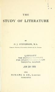 Front cover of The study of literature by O. J. Stevenson