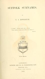 Front cover of Suffolk surnames by Nathaniel Ingersoll Bowditch