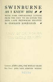 Cover of Swinburne as I knew him by Coulson Kernahan