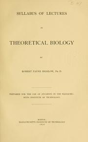 Front cover of Syllabus of lectures in theoretical biology by Robert Payne Bigelow
