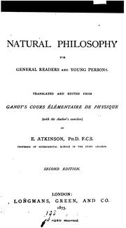 Cover of Natural Philosophy for General Readers and Young Persons by Adolphe Ganot