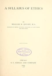 Front cover of A syllabus of ethics by William McKendree Bryant