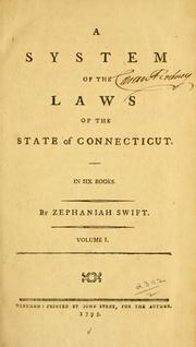Front cover of A system of the laws of the state of Connecticut by Zephaniah Swift