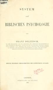 Cover of System der biblischen Psychologie by Franz Julius Delitzsch