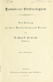 Front cover of Tamulische Volksreligion by Richard Frölich
