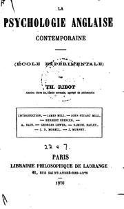 Front cover of La psychologie anglaise contemporaine (école expérimentale) by Théodule Armand Ribot