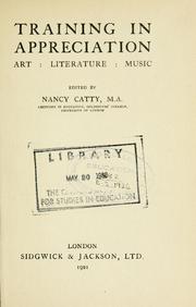 Cover of Training in appreciation by Nancy Catty