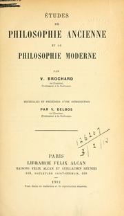 Front cover of Études de philosophie ancienne et de philosophie moderne by Victor Charles Louis Brochard