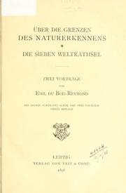 Cover of Ueber die Grenzen des Naturerkennens by Emil Heinrich Du Bois-Reymond