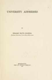 Cover of University addresses by William Watts Folwell