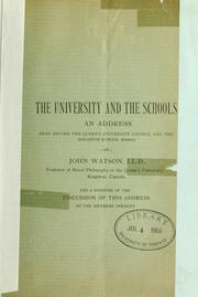 Cover of The university and the schools by John Watson