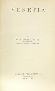 Cover of Venetia by Benjamin Disraeli
