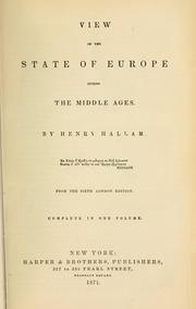 Cover of View of the State of Europe During the Middle Ages by Henry Hallam