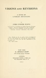 Front cover of Visions and revisions by John Cowper Powys