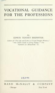 Front cover of Vocational guidance for the professions by Brewster, Edwin Tenney